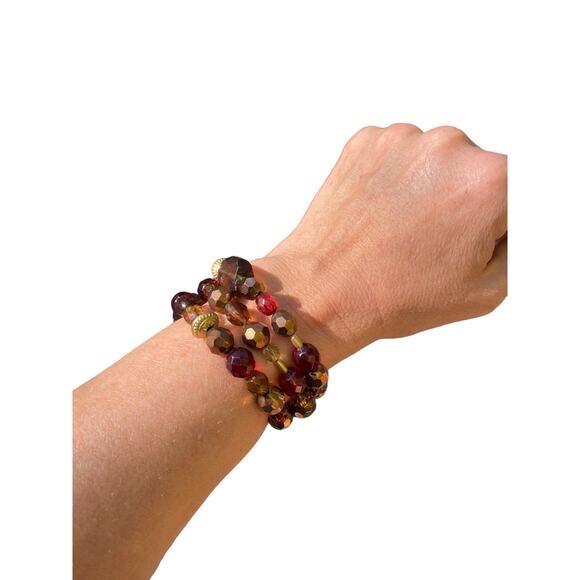 Gold and Burgundy Necklace and Bracelet Set - Picture 5 of 6